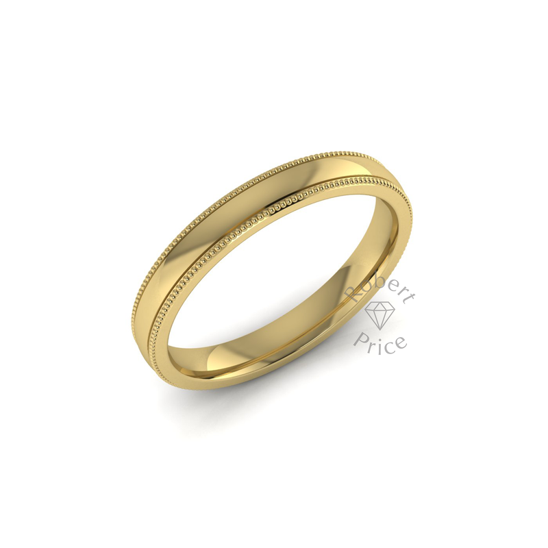 Millgrain Wedding Ring in 9ct Yellow Gold (3mm)