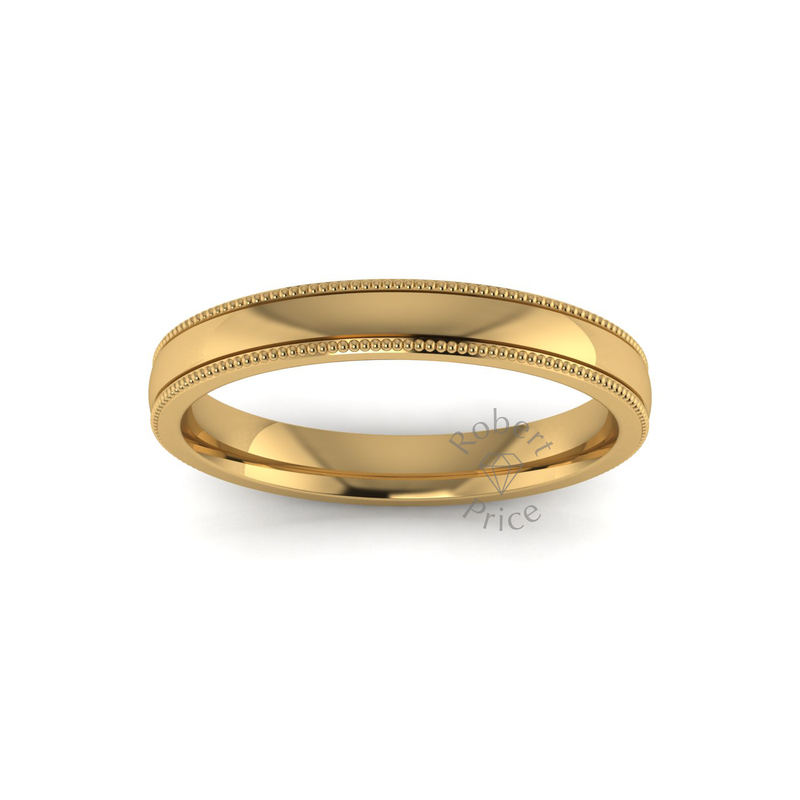 Millgrain Wedding Ring in 18ct Yellow Gold (3mm)
